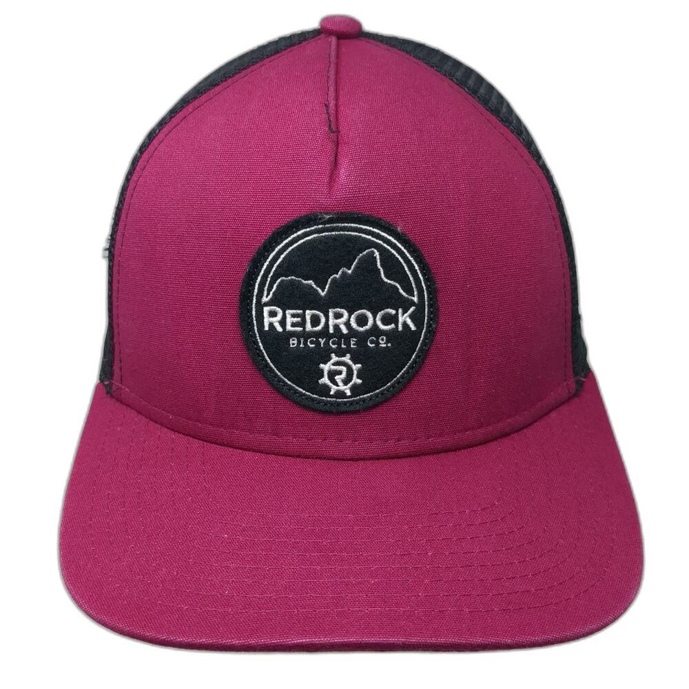 Red Rock Bicycle Co. Pink OSFM Trucker Hat Snapback Mesh Back Utah Gear Patch